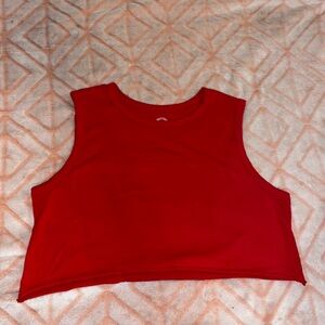 Red hand cropped tank